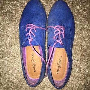 Blue and purple loafers